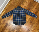 PRE-OWNED - Janie and Jack Boys Blue and Grey Plaid Long Sleeve Shirt Size 6