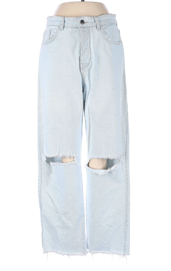 PRE-OWNED - Zara Light Wash Cropped Ankle Frayed Hem Jean Size 4