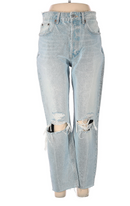 PRE-OWNED - Zara Light Wash Cropped Ankle Frayed Hem Jeans 