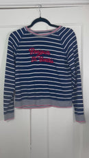 PRE-OWNED - Vineyard Vines Girls Navy Striped Bonjour St Barths Shirt Size L (14)