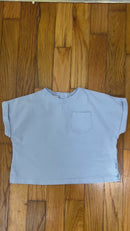 PRE-OWNED - Zara Light Blue Short Sleeve Rolled Cuff Crew Neck T-Shirt - Size 6 to 9 Months