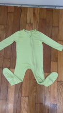 PRE-OWNED - Kyte Green Long Sleeve Footed Onesie Size 6 to 12 Months