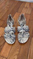 PRE-OWNED - Rachel Zoe Embossed Python Snakeskin Caged Sandals Size 6.5