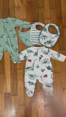 PRE-OWNED - Carter's Just One You Set of 2 Long Sleeve Onesies with 3 Matching Bibs 3 Months
