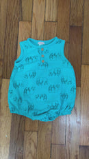 PRE-OWNED Cat & Jack Sleeveless Turquoise Elephant Onesie Size 6 to 9 Months