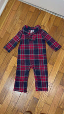 PRE-OWNED - Janie and Jack Red & Navy Plaid One Piece Size 12 to 18 Months