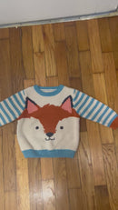 PRE-OWNED - Hatley Girls Ivory Fox Detail Long Sleeve Crew Neck Sweater Size 18 to 24 Months