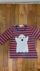 PRE-OWNED - Toby Tiger Halloween Ghost Applique Long Sleeve Crewneck T-Shirt Size 3/4Y