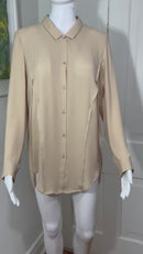 PRE-OWNED - The Kooples Beige Collared Button Down Shirt Size Small