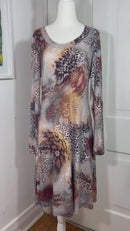 PRE-OWNED - Karen Kane Brown Animal Print Long Sleeve Dress