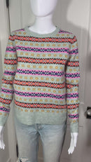 PRE-OWNED - J.Crew Lambs Wool Light Blue Fair Isle Crewneck Sweater