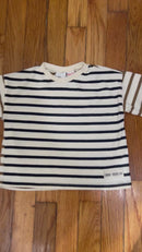 PRE-OWNED - ZARA Ivory Striped Long Sleeve Crew Neck Size 12 to 18 Months