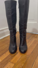 PRE-OWNED - Kenneth Cole Black Knee High Justin Lug Leather Boot