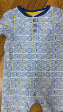 PRE-OWNED - Burt Bees Baby Boys' Blue Printed Romper - Size 6 - 9 Months