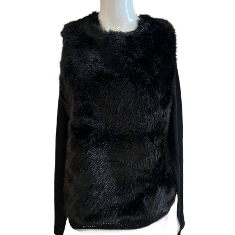 Press Sweater Faux Fur Black Style and Give buy used designer clothes