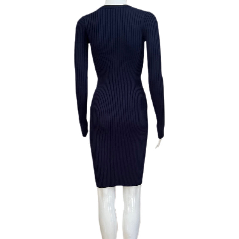 Ribbed Long Sleeve Cut-out Dress