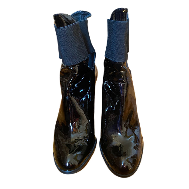 Patent Leather Ankle Slip-On Boots