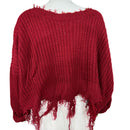 PRE-OWNED - Love Jay Off The Shoulder Cropped Fringed Sweater