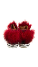 PRE-OWNED- Black Dioniso Feather Trimmed Sneakers