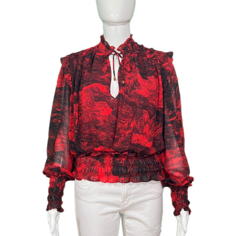 Elan Black & Red Toile Print Top Style and Give Luxury Consignment Boutique Shopping 