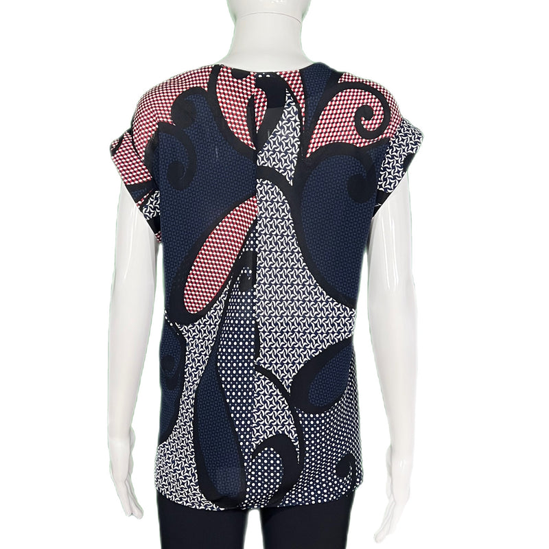 PRE- OWNED Theory Silk V-Neck Printed Blouse