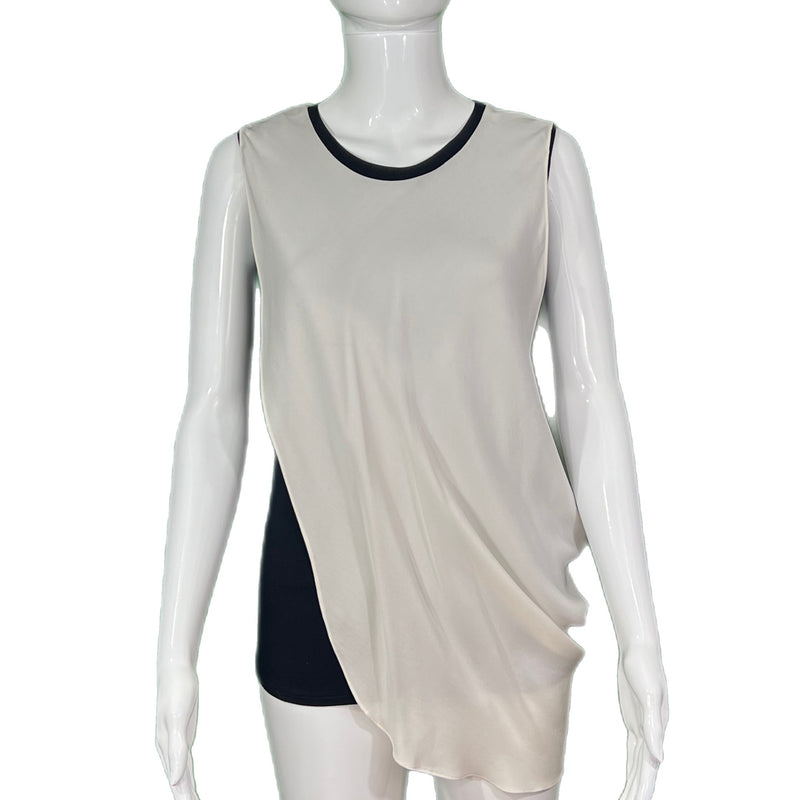 Elie Tahari Top  Black & Ivory Silk Top Style and Give Luxury Resale Consignment Shopping Boutique 