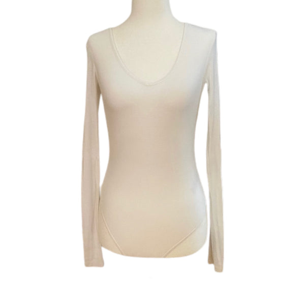 ATM V-Neck Long Sleeve White Bodysuit Style and Give real real store