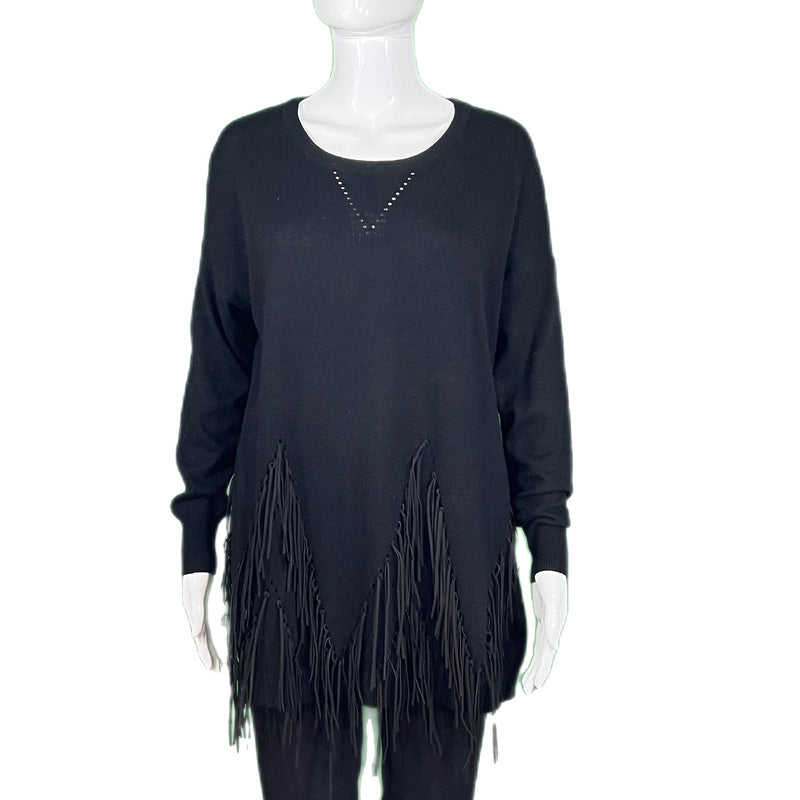 Lumiere  Black Fringe Sweater Style and Give Designer Consignment 